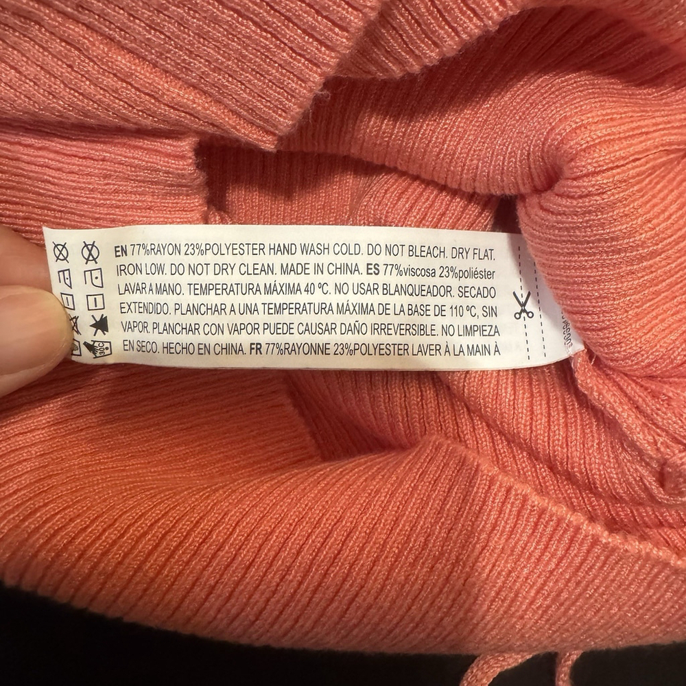 NWT Forever 21 Women's Sweater Wrap Top Size:L Coral Peachy V Neck - Picture 8 of 8